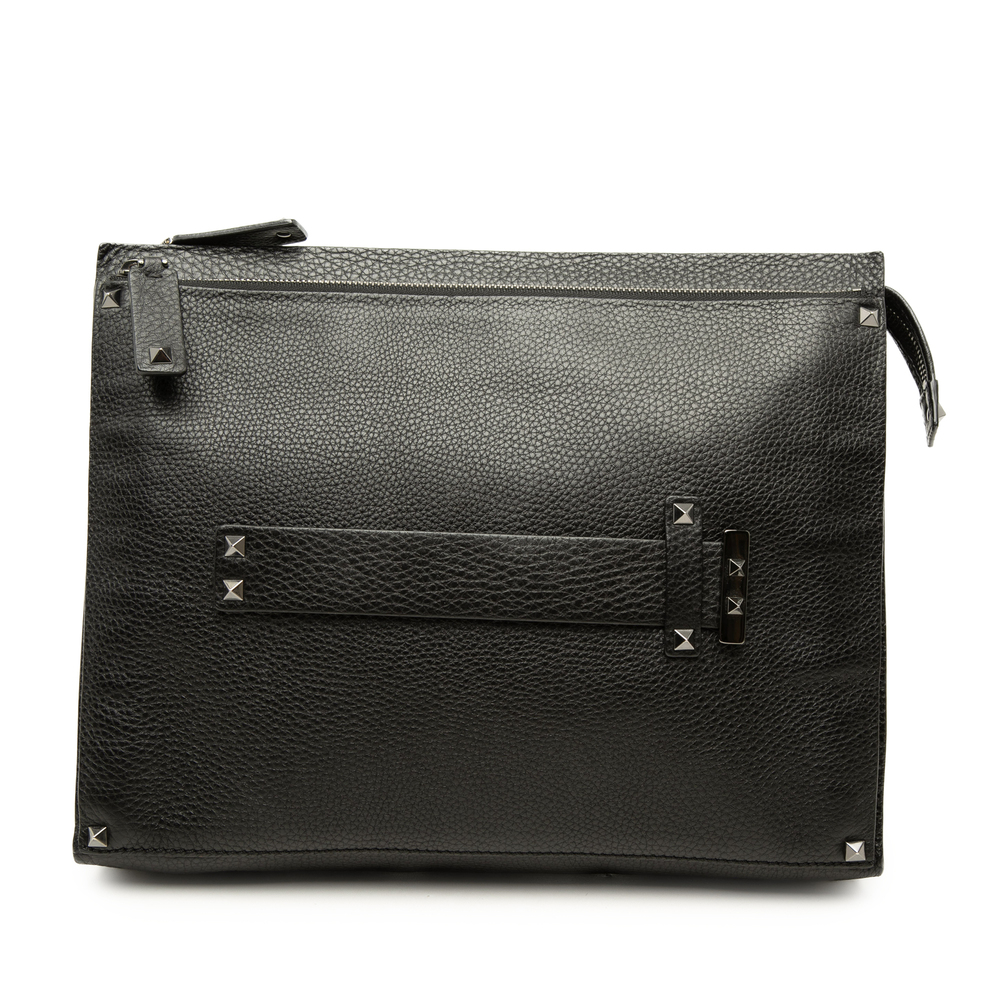 Pre-Loved Valentino Grained Calfskin Rockstud Clutch